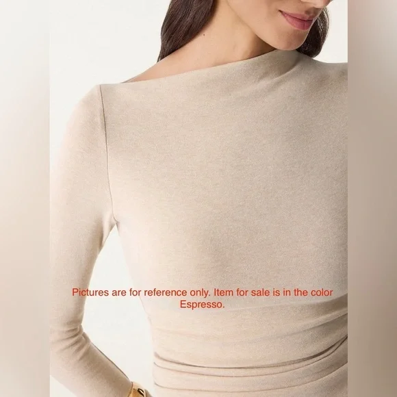 LiteWarm Light Warm Slanted Mockneck Ruched Brami 
Espresso Size Large - Picture 4 of 6